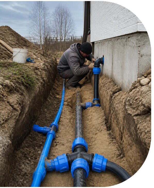 Монтаж наружного водопровода на участке под ключ в Шатуре